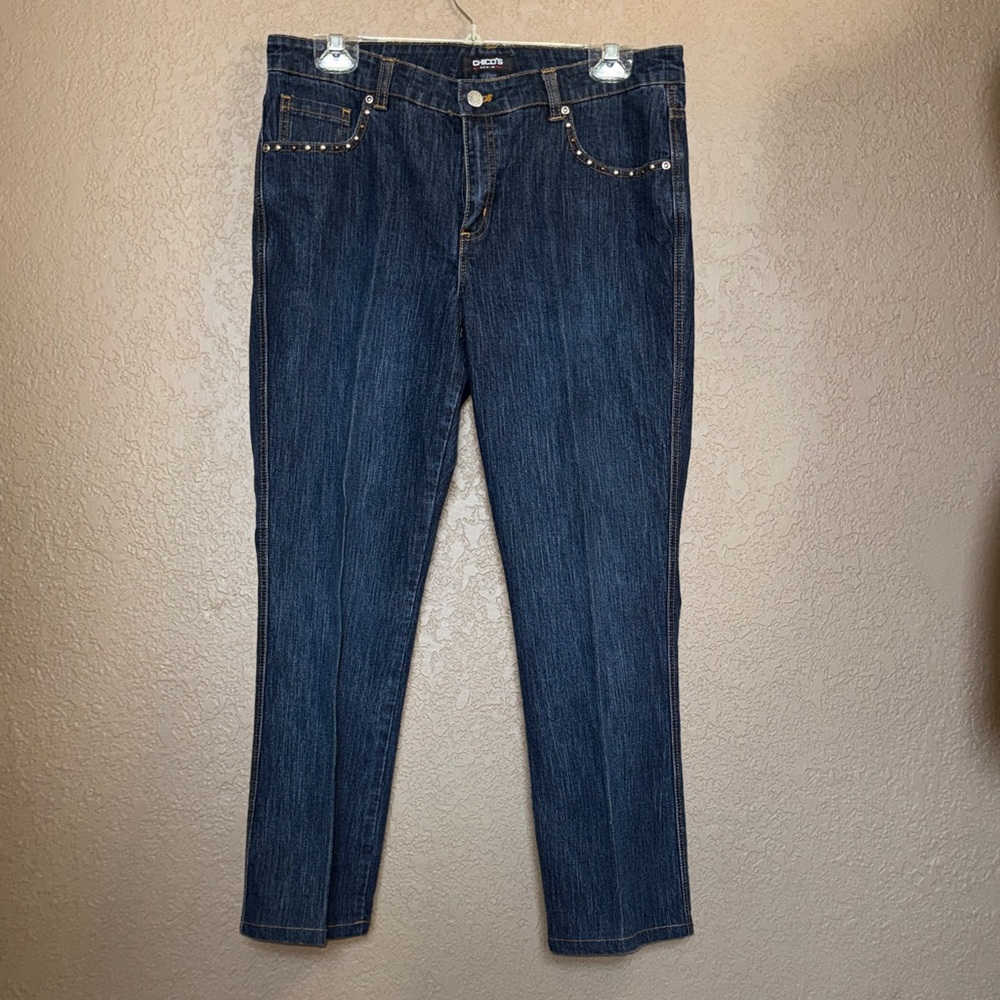Chico's Dark Blue Jeans with Stud Trim